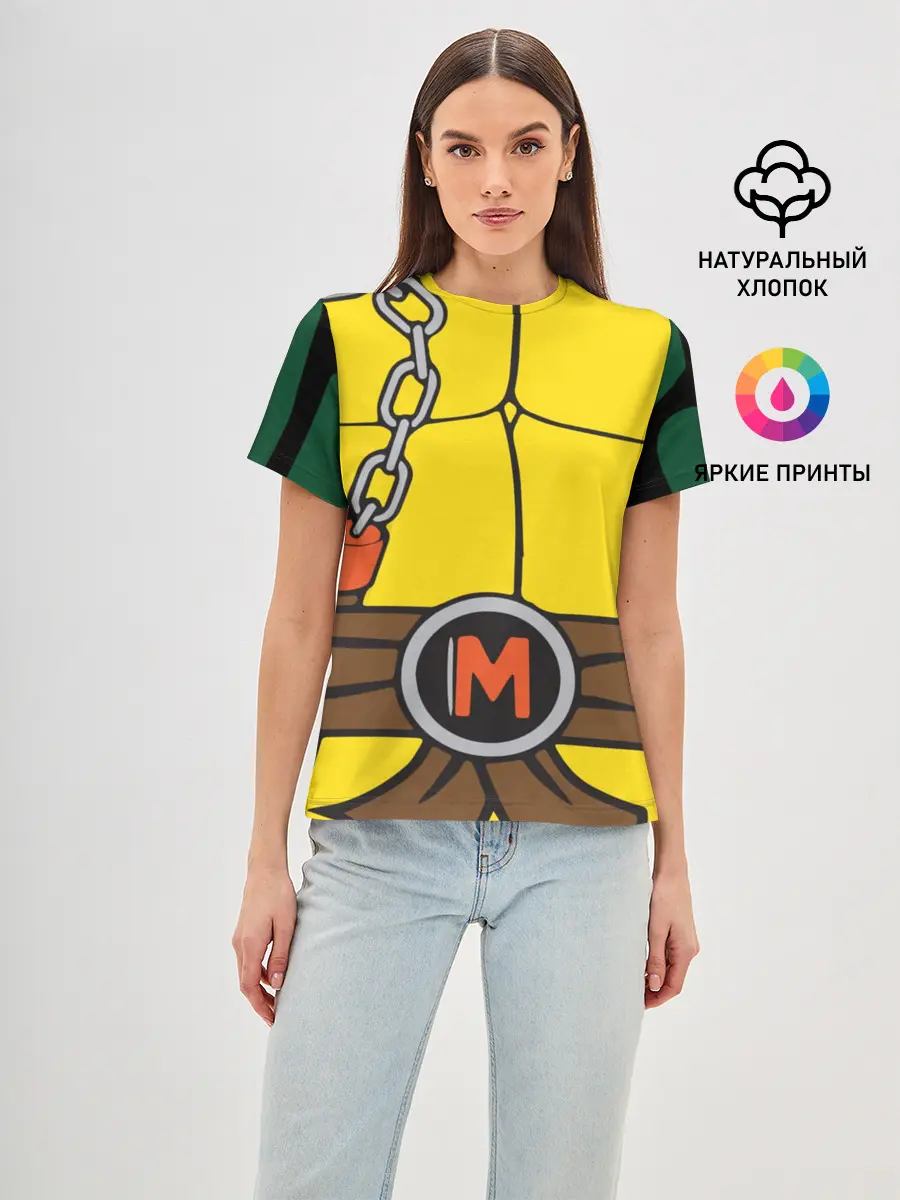 Женская базовая футболка / Микеланджело Косплей