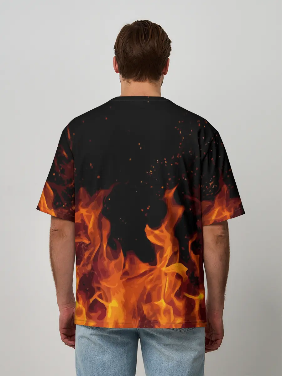 Мужская футболка оверсайз / ROBLOX FIRE | РОБЛОКС ОГОНЬ | ПОЖАРНЫЙ