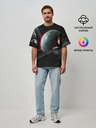 Мужская футболка оверсайз / Cosmos Glitch