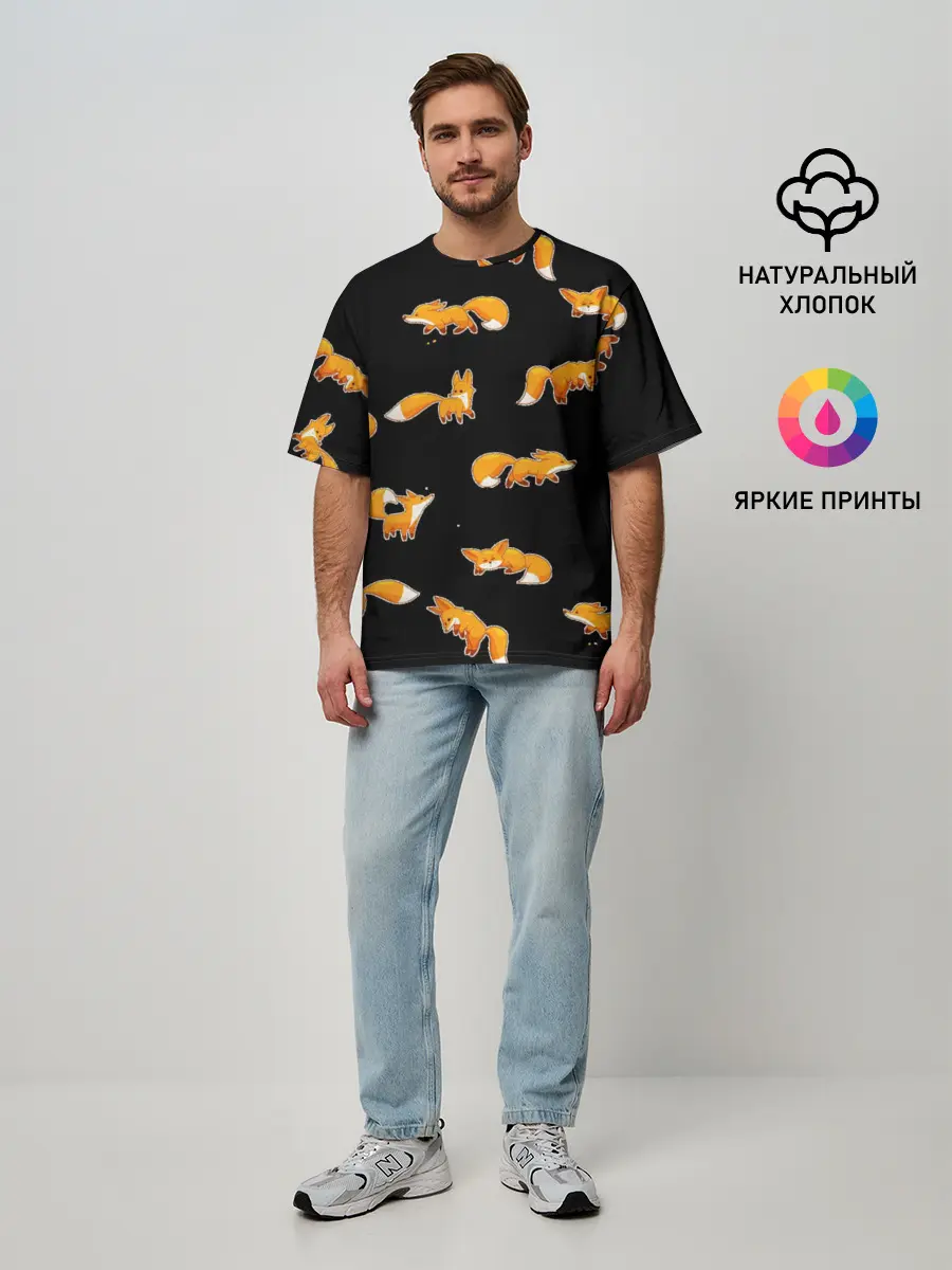 Мужская футболка оверсайз / Лисы