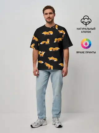 Мужская футболка оверсайз / Лисы