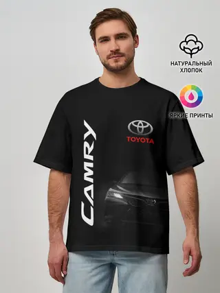 Мужская футболка оверсайз / Черная Тойота Камри