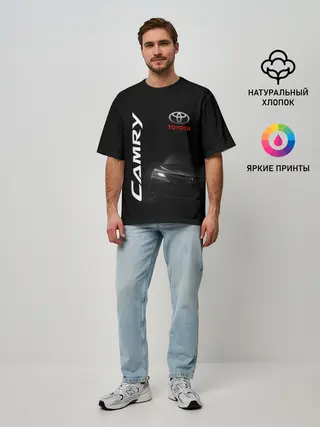 Мужская футболка оверсайз / Черная Тойота Камри