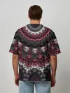 Мужская футболка оверсайз / Красно-черный мозаичный узор