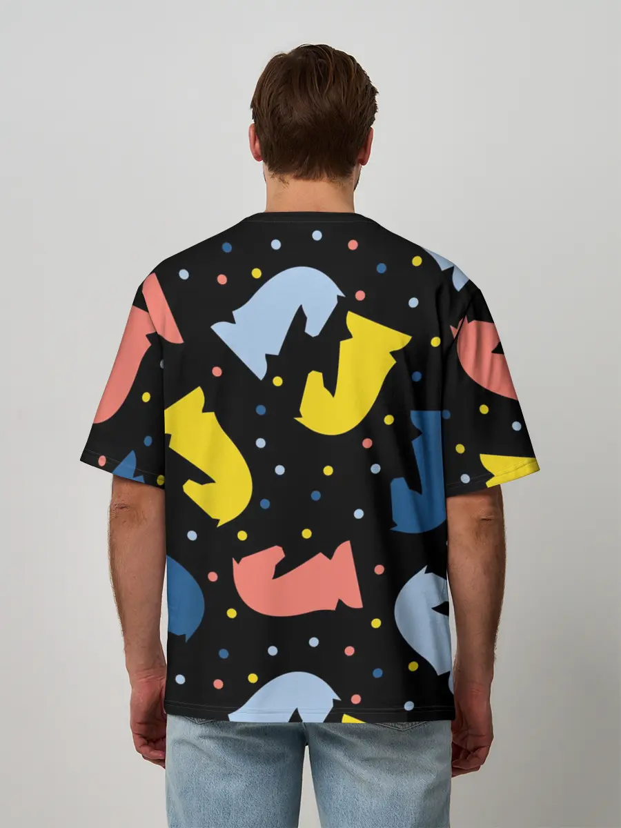 Мужская футболка оверсайз / Шахматные фигуры цветные