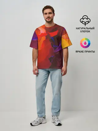 Мужская футболка оверсайз / Горная абстракция