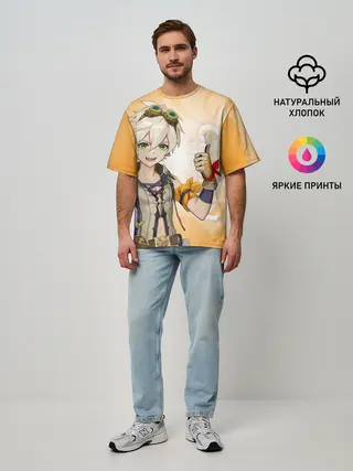 Мужская футболка оверсайз / GENSHIN IMPACT, БЕННЕТ