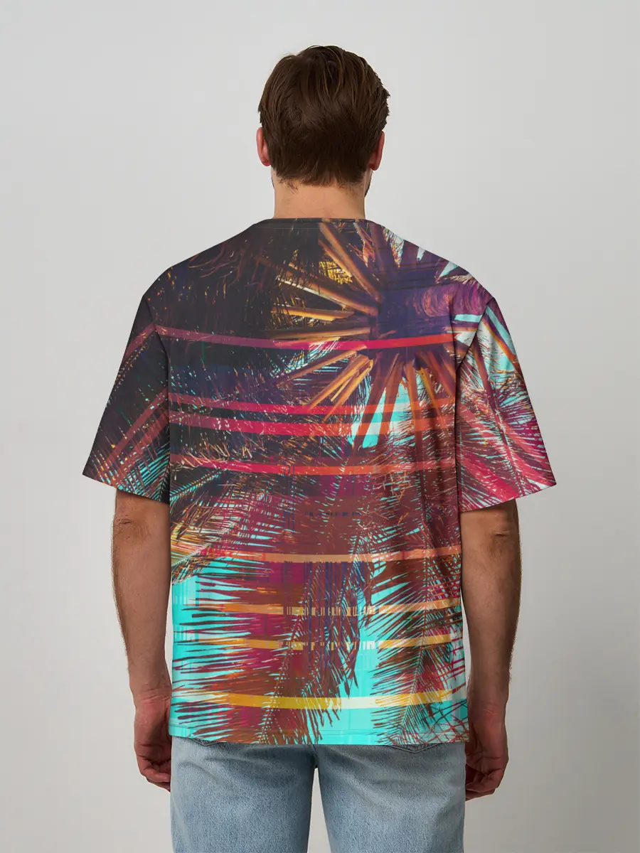 Мужская футболка оверсайз / Palm glitch art
