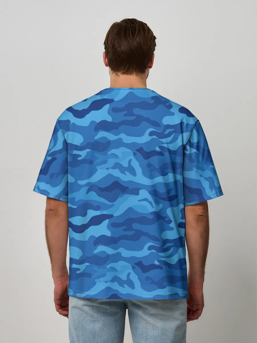 Мужская футболка оверсайз / СИНИЙ КАМУФЛЯЖ