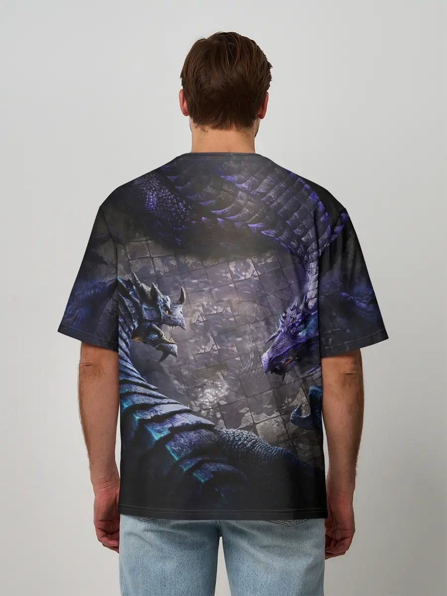 Мужская футболка оверсайз / В окружении драконов