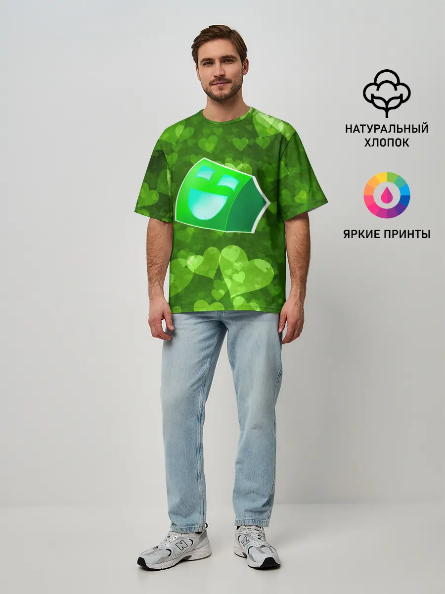 Мужская футболка оверсайз / Geometry Dash | Green Love