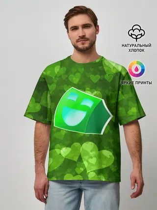 Мужская футболка оверсайз / Geometry Dash | Green Love