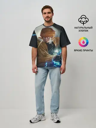 Мужская футболка оверсайз / КЛИНОК РАССЕКАЮЩИЙ ДЕМОНОВ