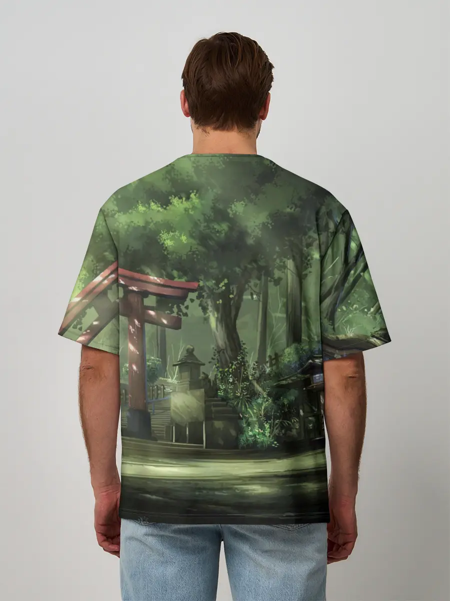 Мужская футболка оверсайз / Фейри Тейл лес