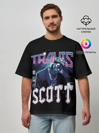 Мужская футболка оверсайз / Travis Scott RAP