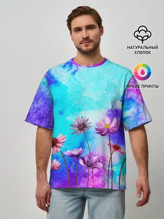 Мужская футболка оверсайз / Цветов аромат