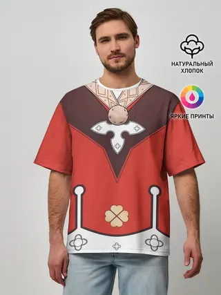 Мужская футболка оверсайз / КОСТЮМ КЛИ | ГЕНШИН ИМПАКТ