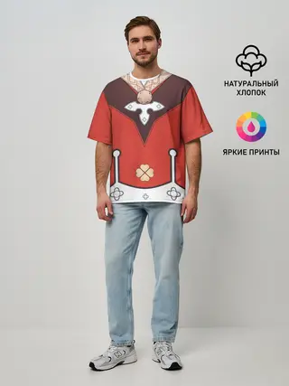 Мужская футболка оверсайз / КОСТЮМ КЛИ | ГЕНШИН ИМПАКТ