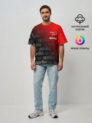Мужская футболка оверсайз / APRILIA / АПРИЛИЯ / MOTO