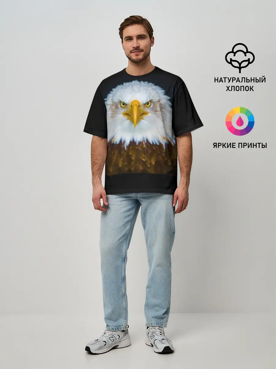 Мужская футболка оверсайз / Белоголовый орлан
