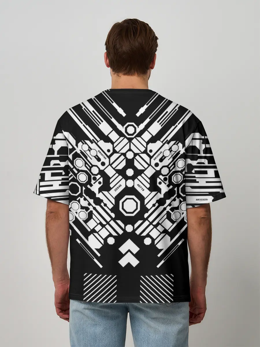 Мужская футболка оверсайз / двигатель киберпанк