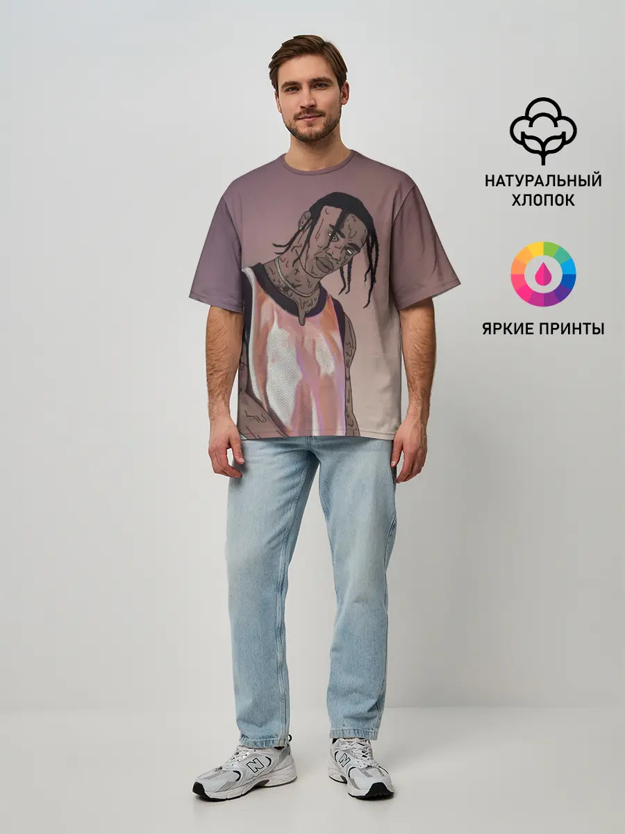 Мужская футболка оверсайз / Потёкший Тревис