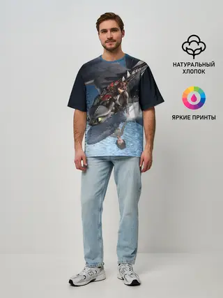 Мужская футболка оверсайз / ночная фурия