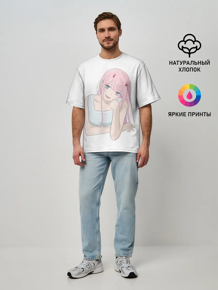 Мужская футболка оверсайз / Милая Zero Two