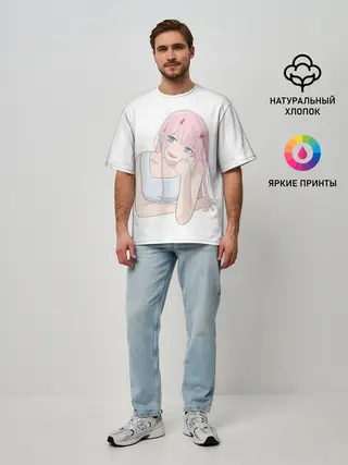 Мужская футболка оверсайз / Милая Zero Two