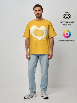 Мужская футболка оверсайз / Яичница Сердечко