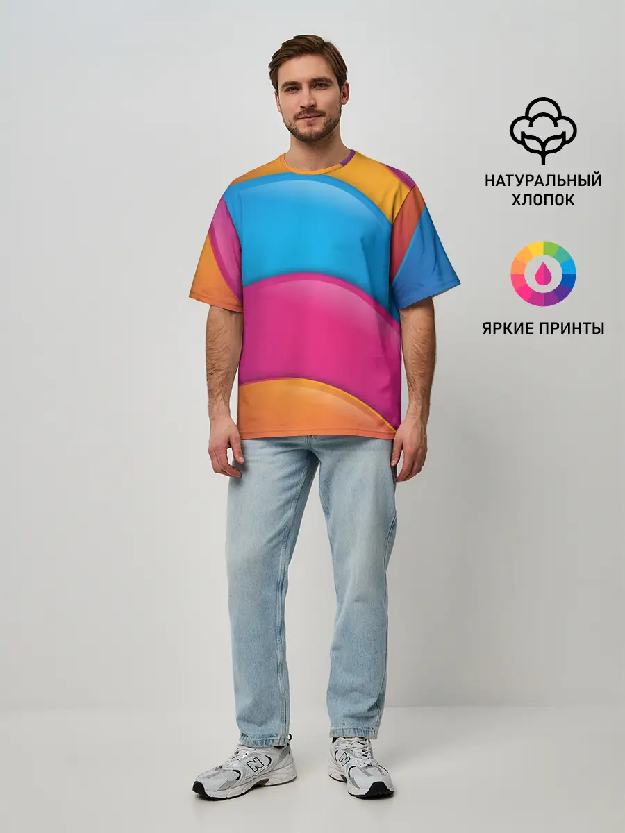 Мужская футболка оверсайз / Candy rainbow