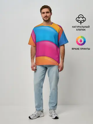 Мужская футболка оверсайз / Candy rainbow