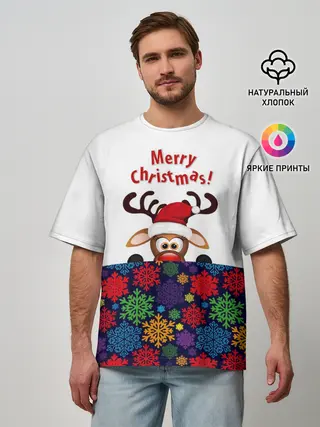Мужская футболка оверсайз / Merry Christmas