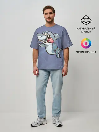 Мужская футболка оверсайз / Акула