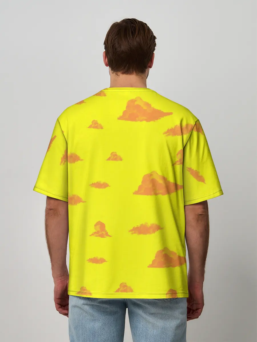 Мужская футболка оверсайз / Рыжие облака