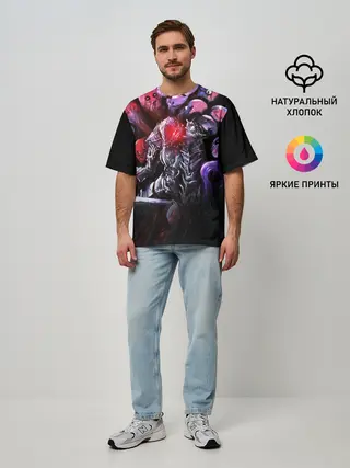 Мужская футболка оверсайз / БЕРСЕРК светящийся глаз