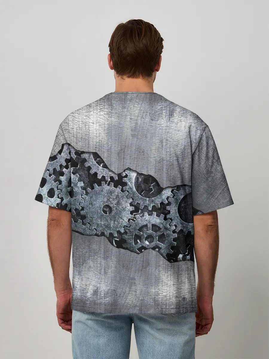 Мужская футболка оверсайз / Шестеренки