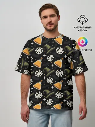 Мужская футболка оверсайз / Patern Halloween 11