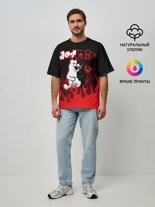 Мужская футболка оверсайз / Монокума despair горит