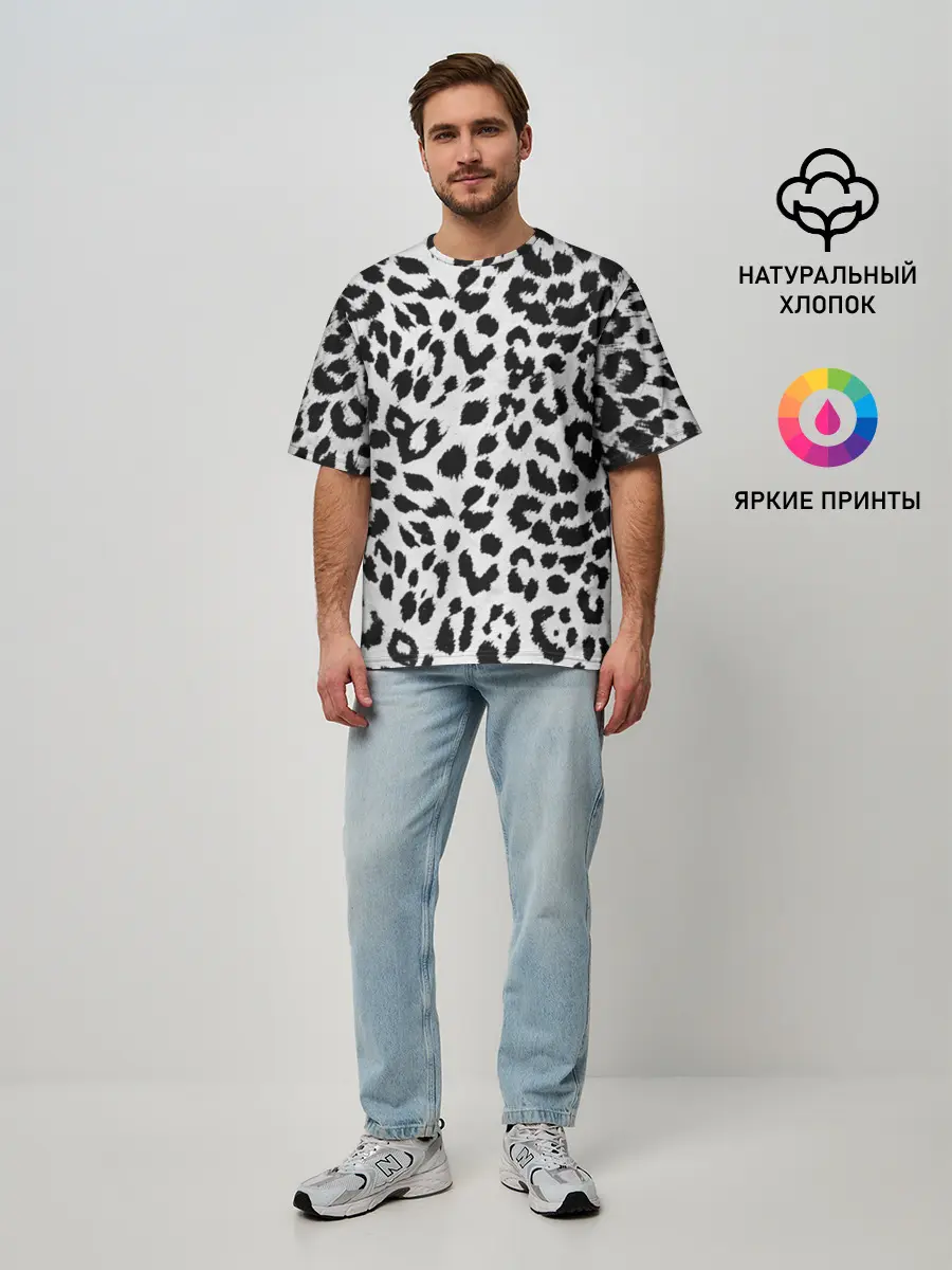 Мужская футболка оверсайз / ЯГУАР ТЕКСТУРА