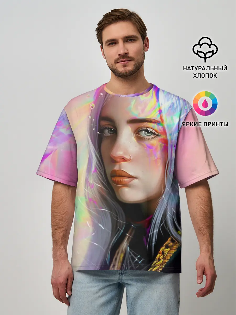 Мужская футболка оверсайз / Billie Pinky Wave