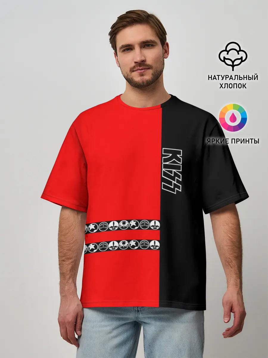 Мужская футболка оверсайз / Kiss