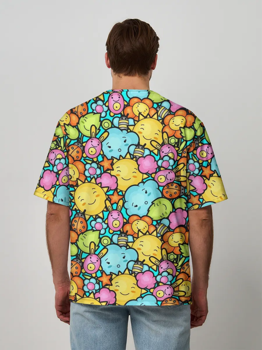 Мужская футболка оверсайз / Облачко Солнышко