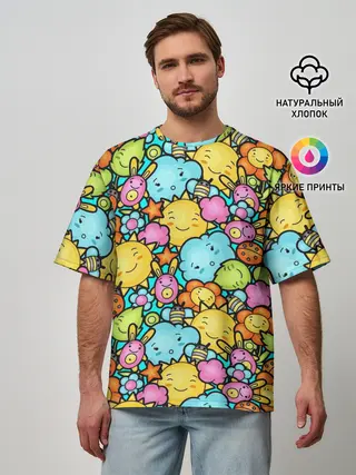 Мужская футболка оверсайз / Облачко Солнышко