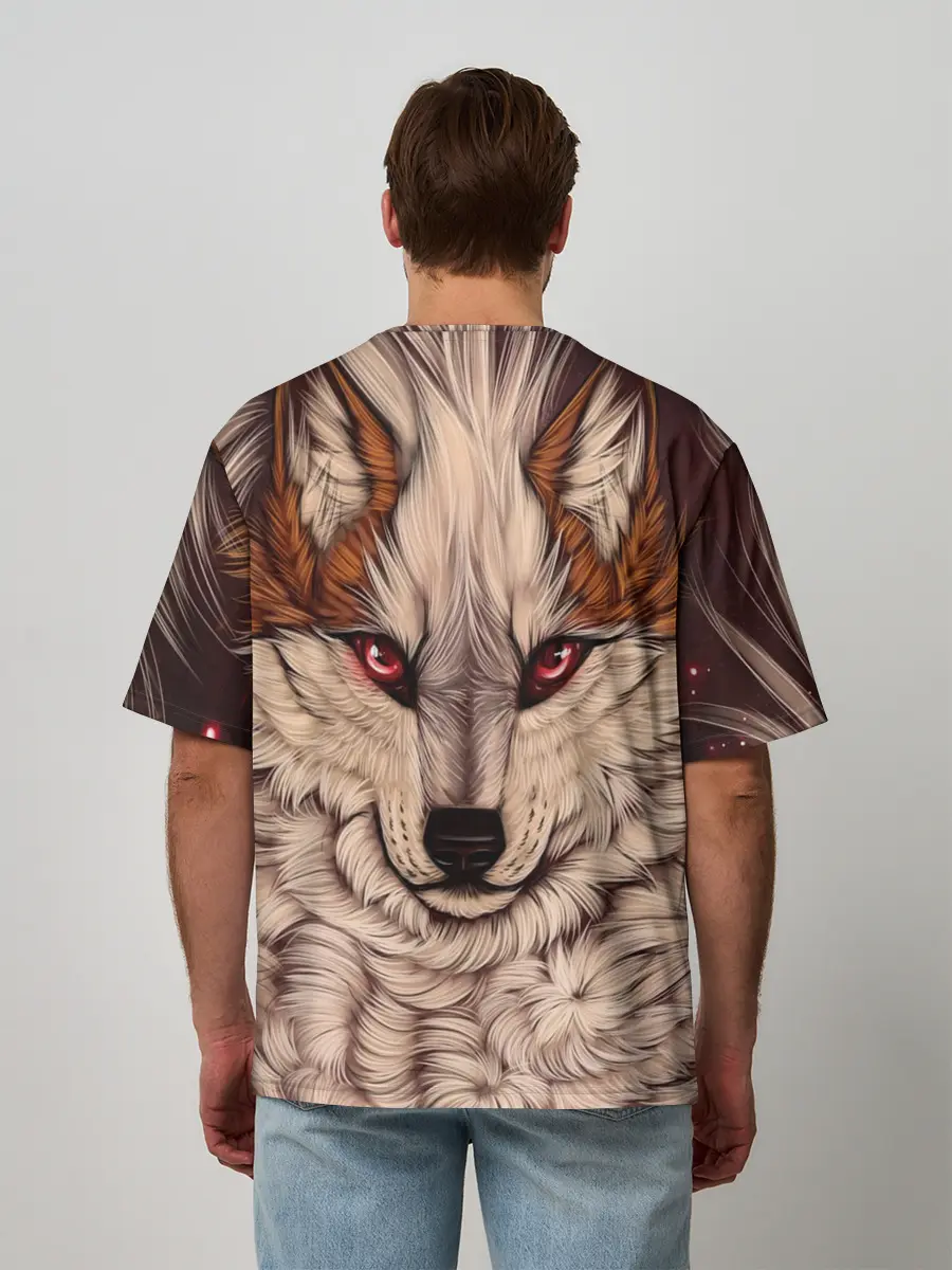 Мужская футболка оверсайз / Красивая Волчица