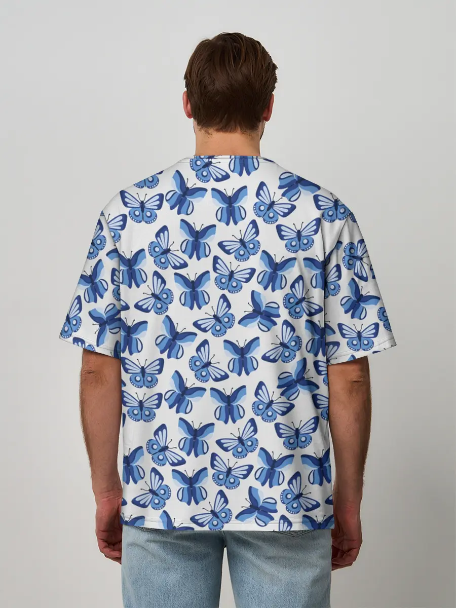 Мужская футболка оверсайз / Бабочки / Butterflies
