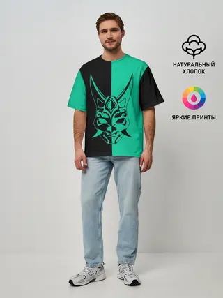 Мужская футболка оверсайз / СПЛИТ МАСКА СЯО