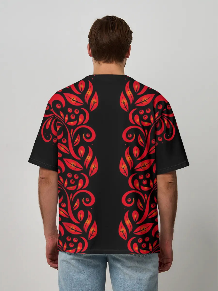 Мужская футболка оверсайз / ХОХЛОМА