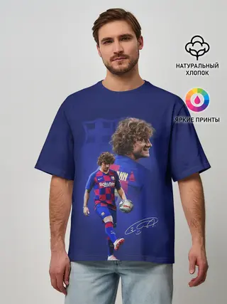 Мужская футболка оверсайз / АНТУАН ГРИЗМАНН / БАРСЕЛОНА