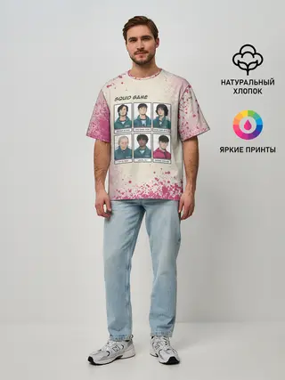 Мужская футболка оверсайз / ГЛАВНЫЕ ГЕРОИ | ИГРА В КАЛЬМАРА